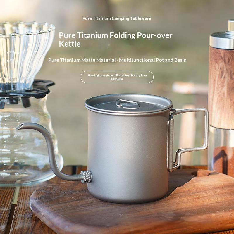 Outdoor Camping Kettle - Bollitore per caffè in titanio puro