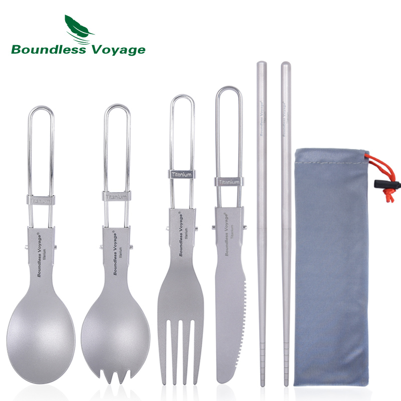 Outdoor Camping Dining Set - Boundless Voyage Titanium Posate da campeggio
