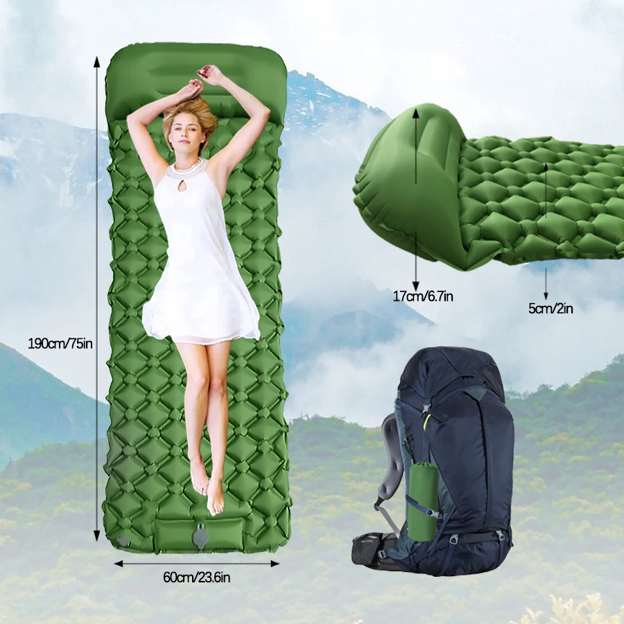 Bed Outdoor Camping - Materasso gonfiabile da esterno con cuscino