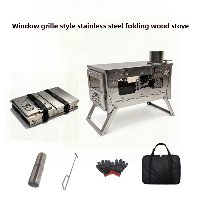 Outdoor Camping Wood Burning Stove - Stufa a Legna Pieghevole in Acciaio
