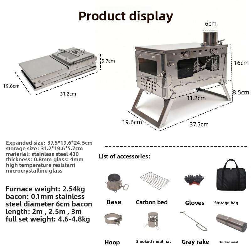 Stufa a Legna Pieghevole in Ac - Outdoor Camping Wood Burning Stove recensione e prezzo