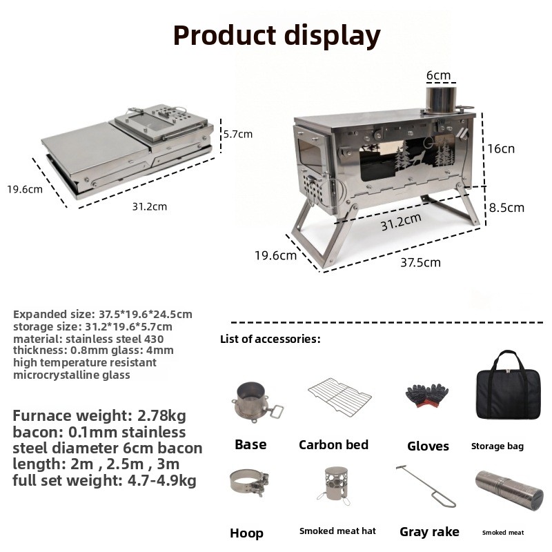 Stufa a Legna Pieghevole in Ac - Outdoor Camping Wood Burning Stove recensione e prezzo