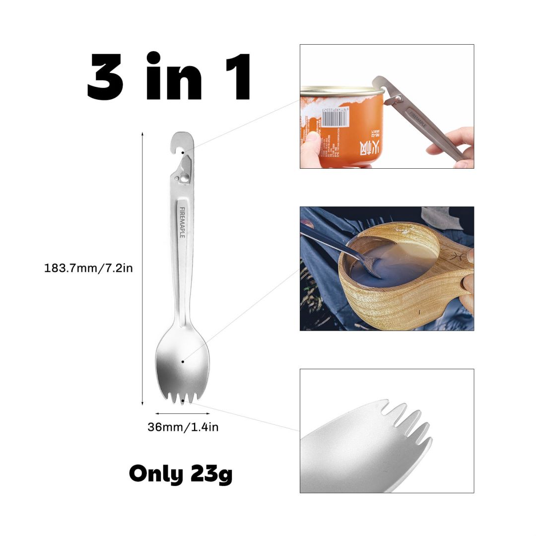Fuoco acero titanio Spork con  - Outdoor Camping Dining Set recensione e prezzo